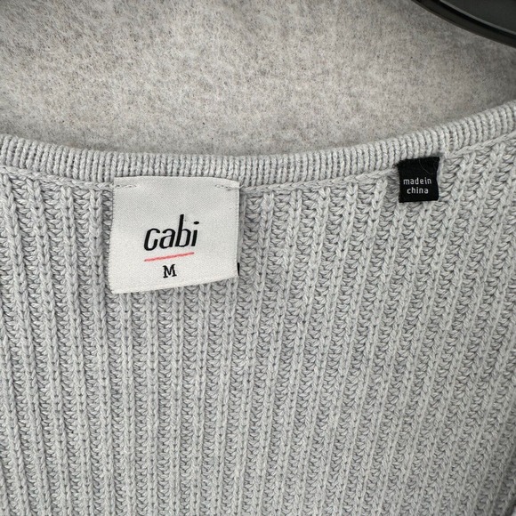 CAbi Sweater Womens MEDIUM V‎ Neck Pullover Cloud Gray Side Zip - Picture 8 of 12
